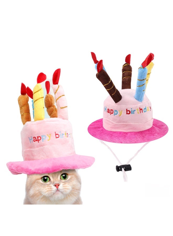Dog Cat Birthday Cake Hat Pet Cap Headwear Hat with Colorful Candles for Small Medium Dogs Cats Costumes Headwear Party Accessory - Image 2